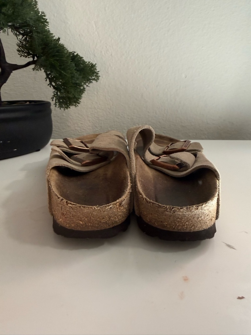 Birkenstock ArizonaSuede Double-Buckle Slide Sandals - Taupe - Picture 6 of 10